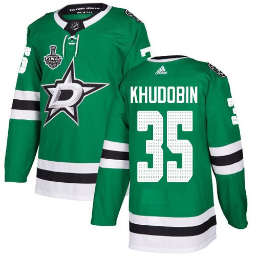 Adidas Men Dallas Stars #35 Anton Khudobin Green Home Authentic 2020 Stanley Cup Final Stitched NHL Jersey->dallas stars->NHL Jersey